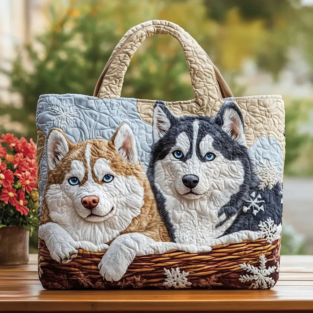 Companheiros de inverno | Bolsa tote acolchoada artesanal
