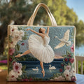 Swan Ballet Elegance | Handgemaakte gewatteerde draagtas