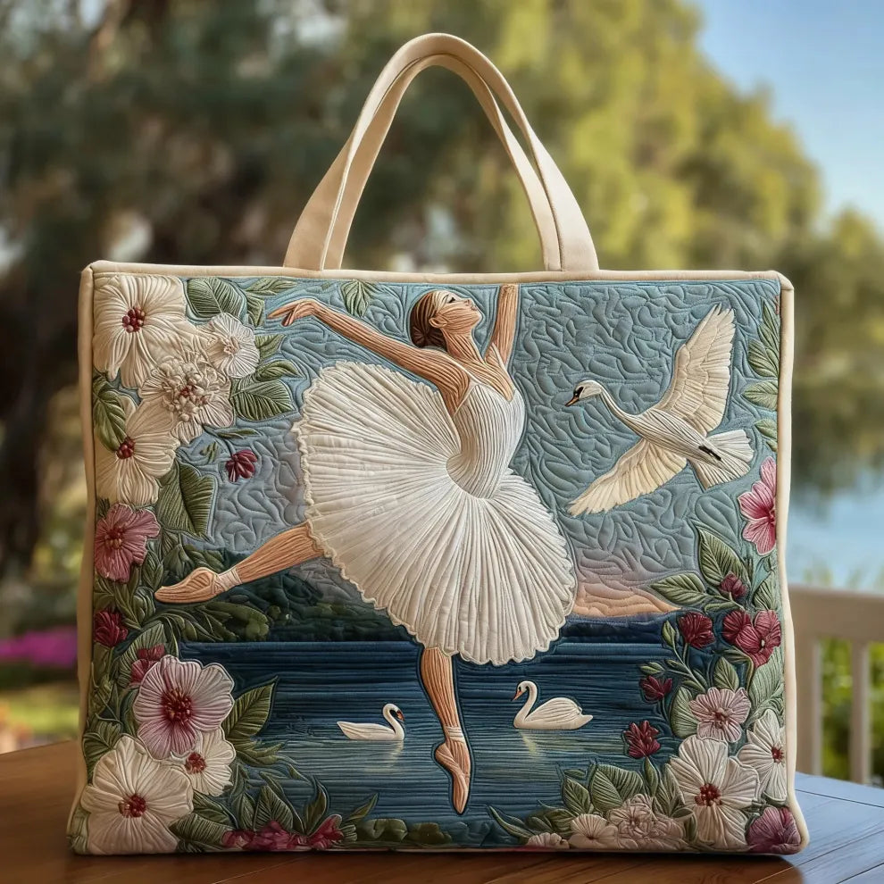 Swan Ballet Elegance | Handgemaakte gewatteerde draagtas