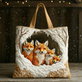Cozy Fox Family | Bolsa tote artesanal matelassada