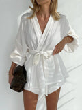 Conjunto de shorts de algodão Lila