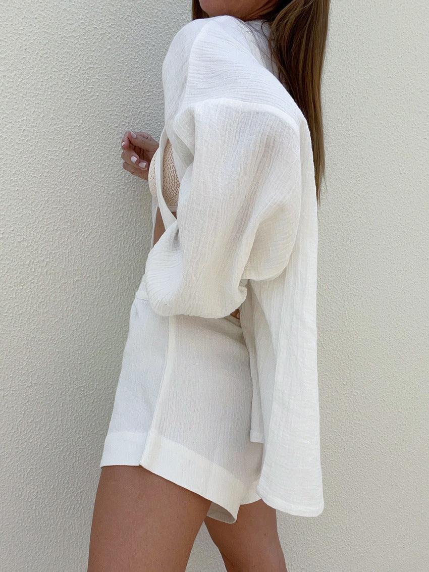 Conjunto de shorts de algodão Lila