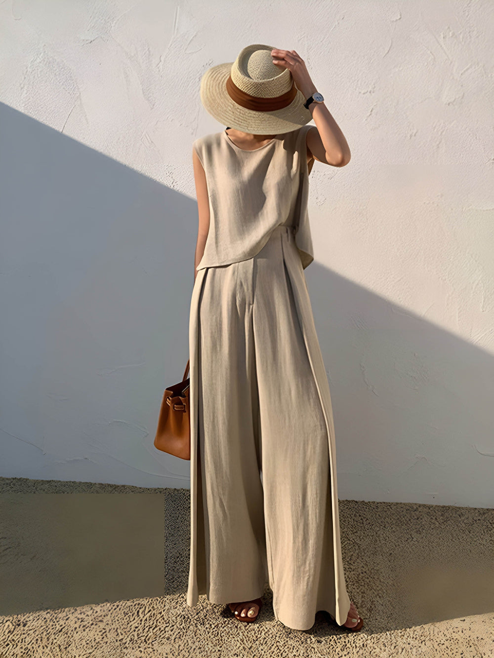 Conjunto Casual Sofia com Calça de Mistura de Linho