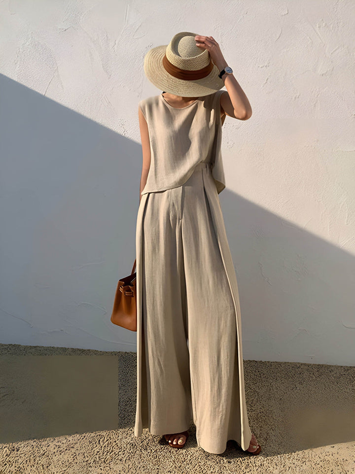 Conjunto Casual Sofia com Calça de Mistura de Linho