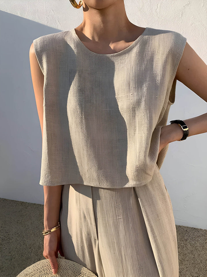 Conjunto Casual Sofia com Calça de Mistura de Linho