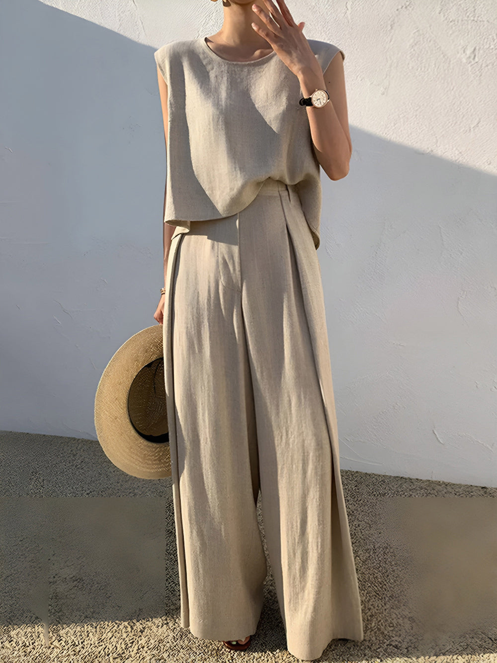 Conjunto Casual Sofia com Calça de Mistura de Linho
