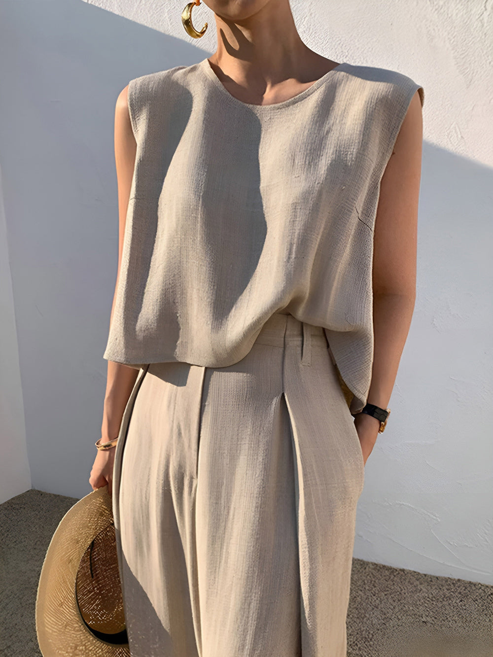 Conjunto Casual Sofia com Calça de Mistura de Linho