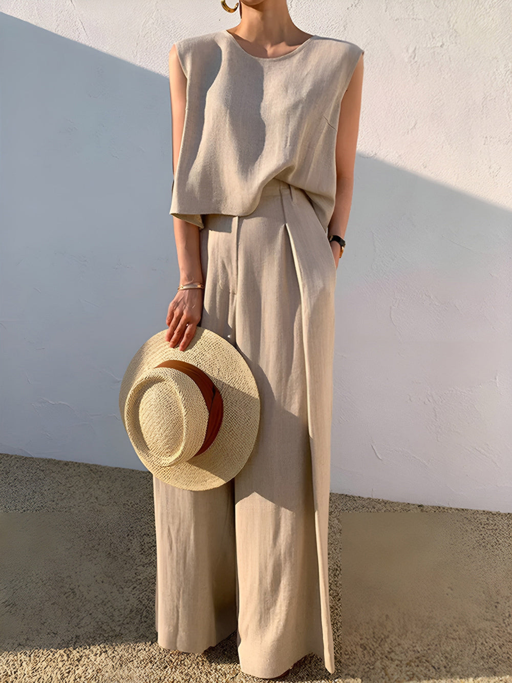 Ensemble décontracté Sofia avec pantalon en mélange de lin