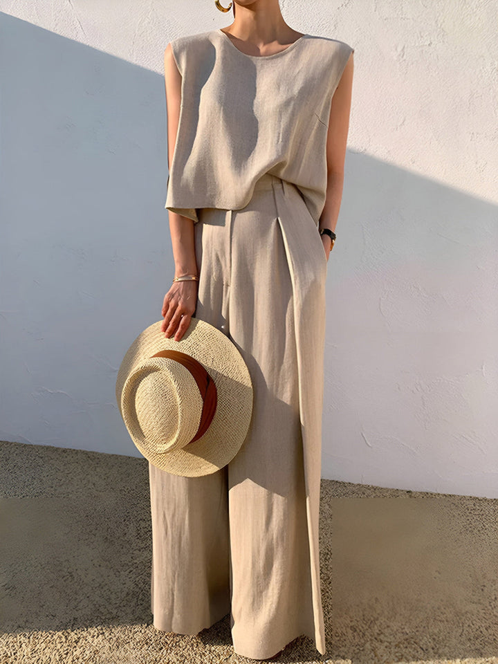 Conjunto Casual Sofia com Calça de Mistura de Linho