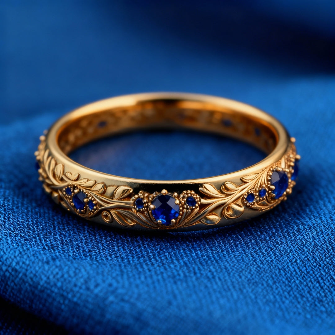 Exotic Fine Blue Zirconia Leaf Ring