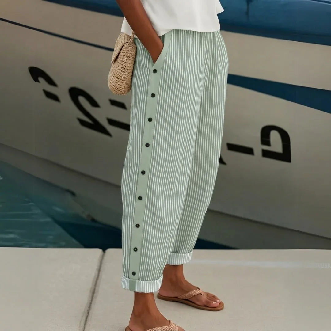 Caitlin | Pantalón elegante de rayas con botones