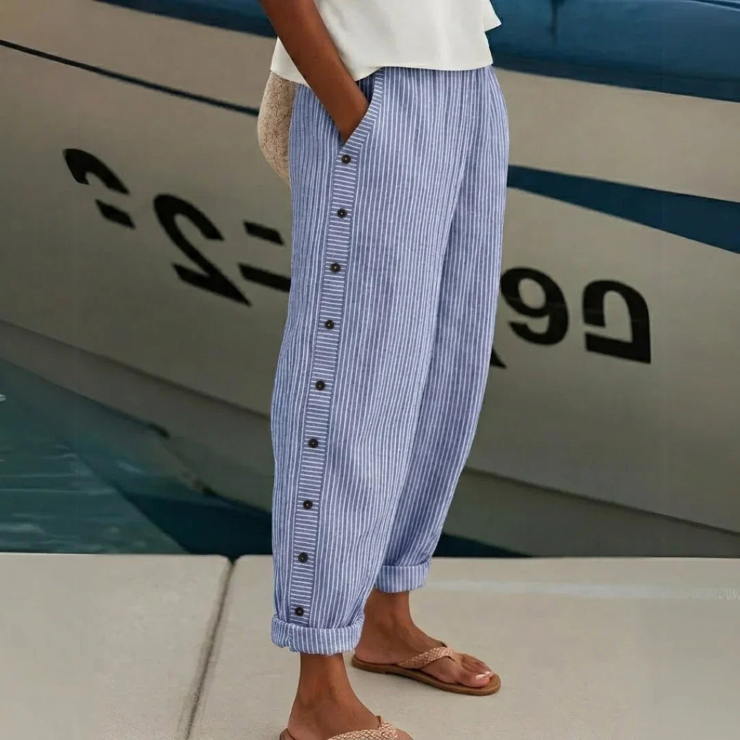 Caitlin | Pantalón elegante de rayas con botones
