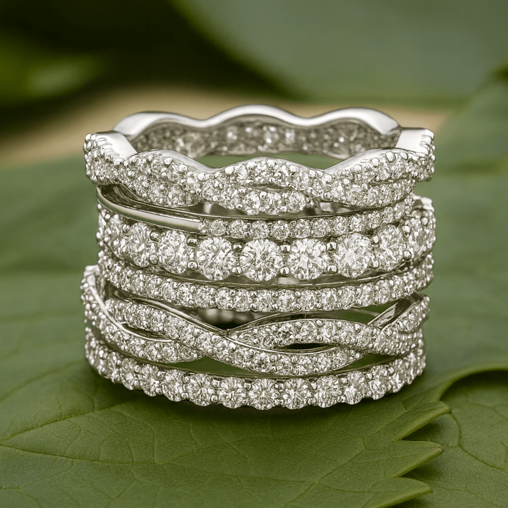 Vintage Layered Zirconia Silver Ring