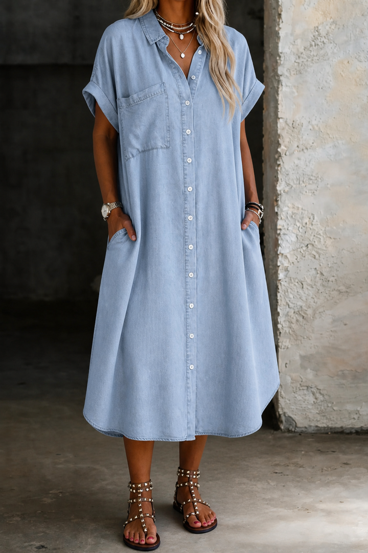 Karen | Vestido Camisa Jeans Estilo Leve