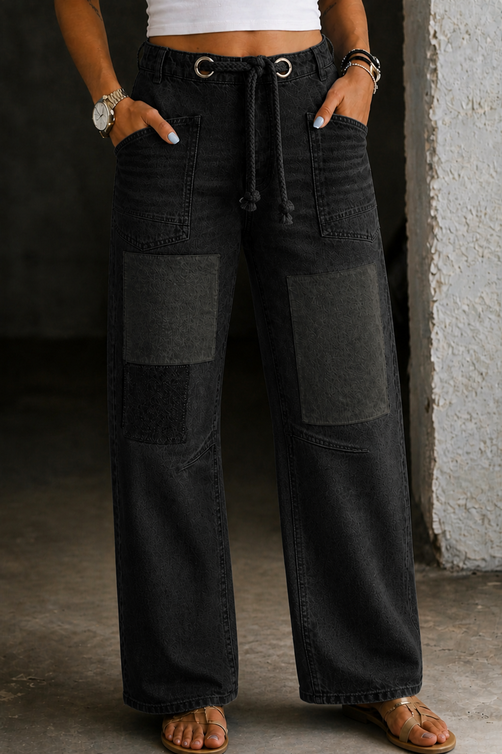 Margaret | Jeans patchwork con coulisse