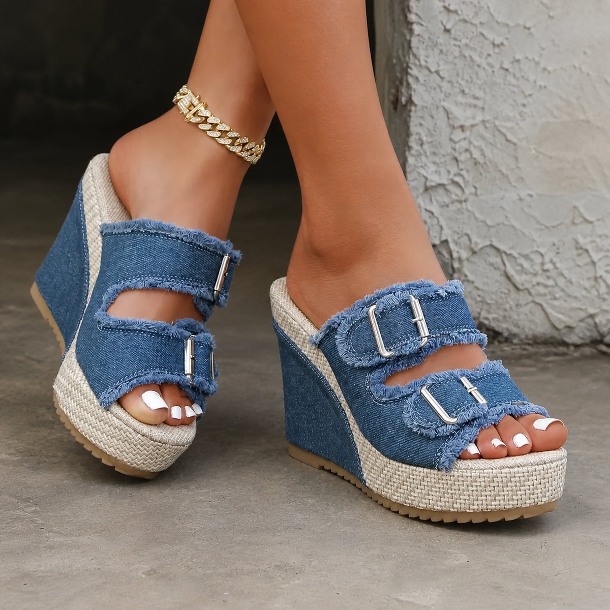 Atelier | Sandalias de cuña con bordes deshilachados