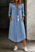 Helen | Casual-elegante lange denim overhemdjurk