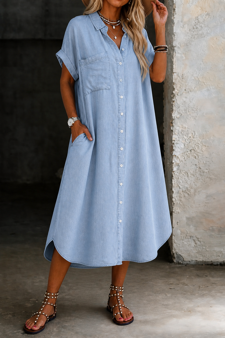 Karen | Vestido Camisa Jeans Estilo Leve