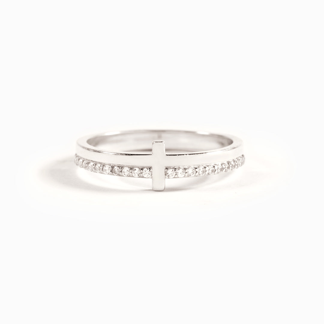 Faith-Inspired Christian Golden Cross Pavé Ring