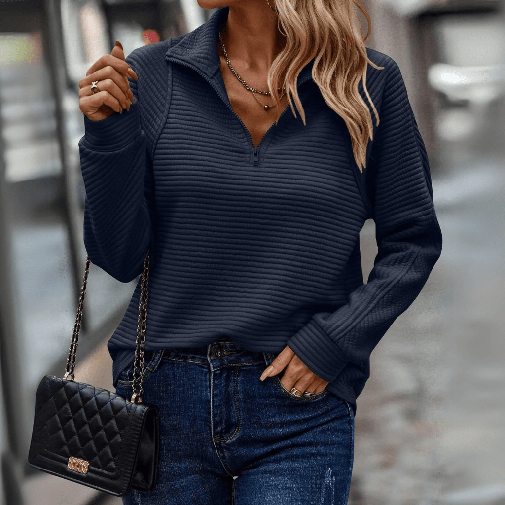 Jenica | Sudadera elegante de media cremallera