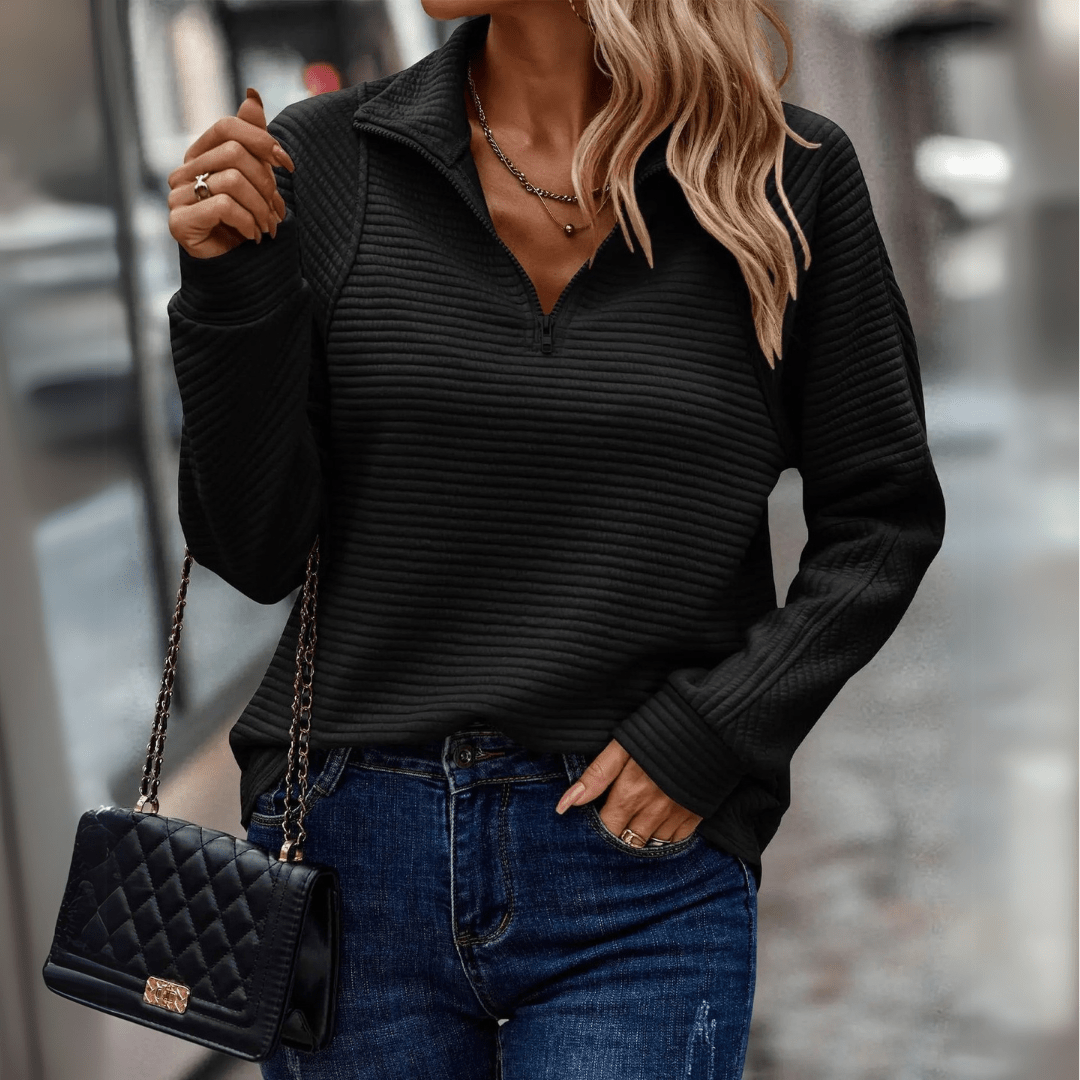Jenica | Sudadera elegante de media cremallera