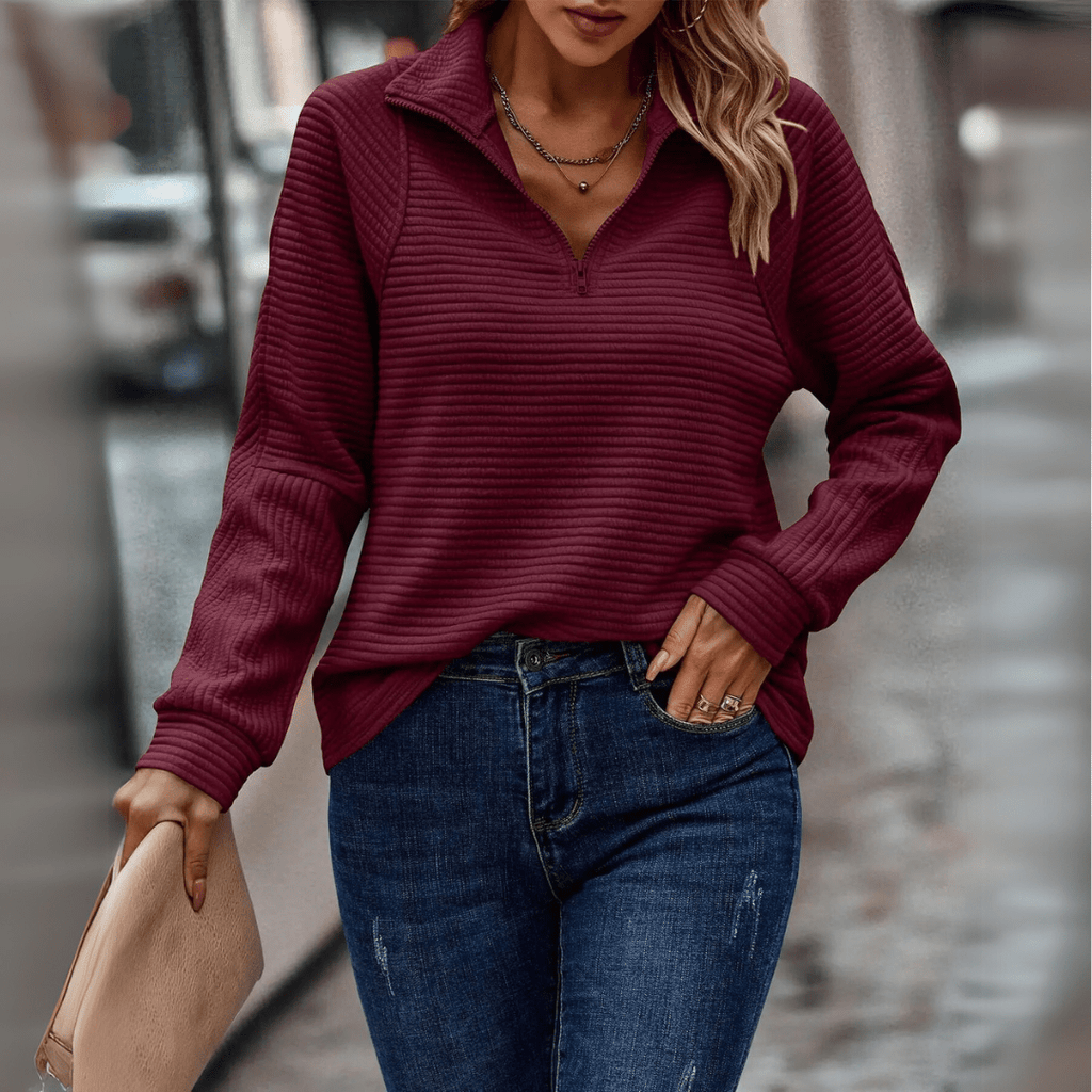 Jenica | Sudadera elegante de media cremallera
