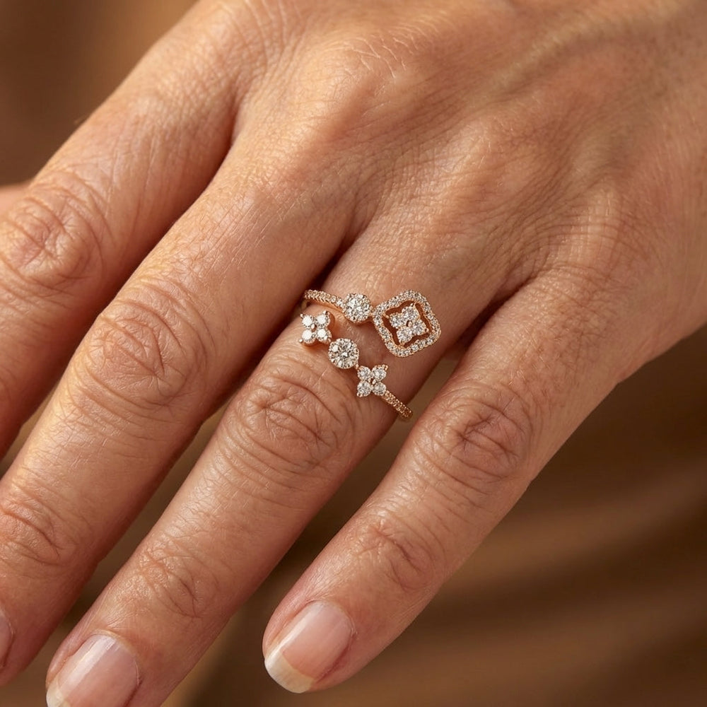 Elegant Classic Zirconia Inlaid Flower Mini Wrap Ring