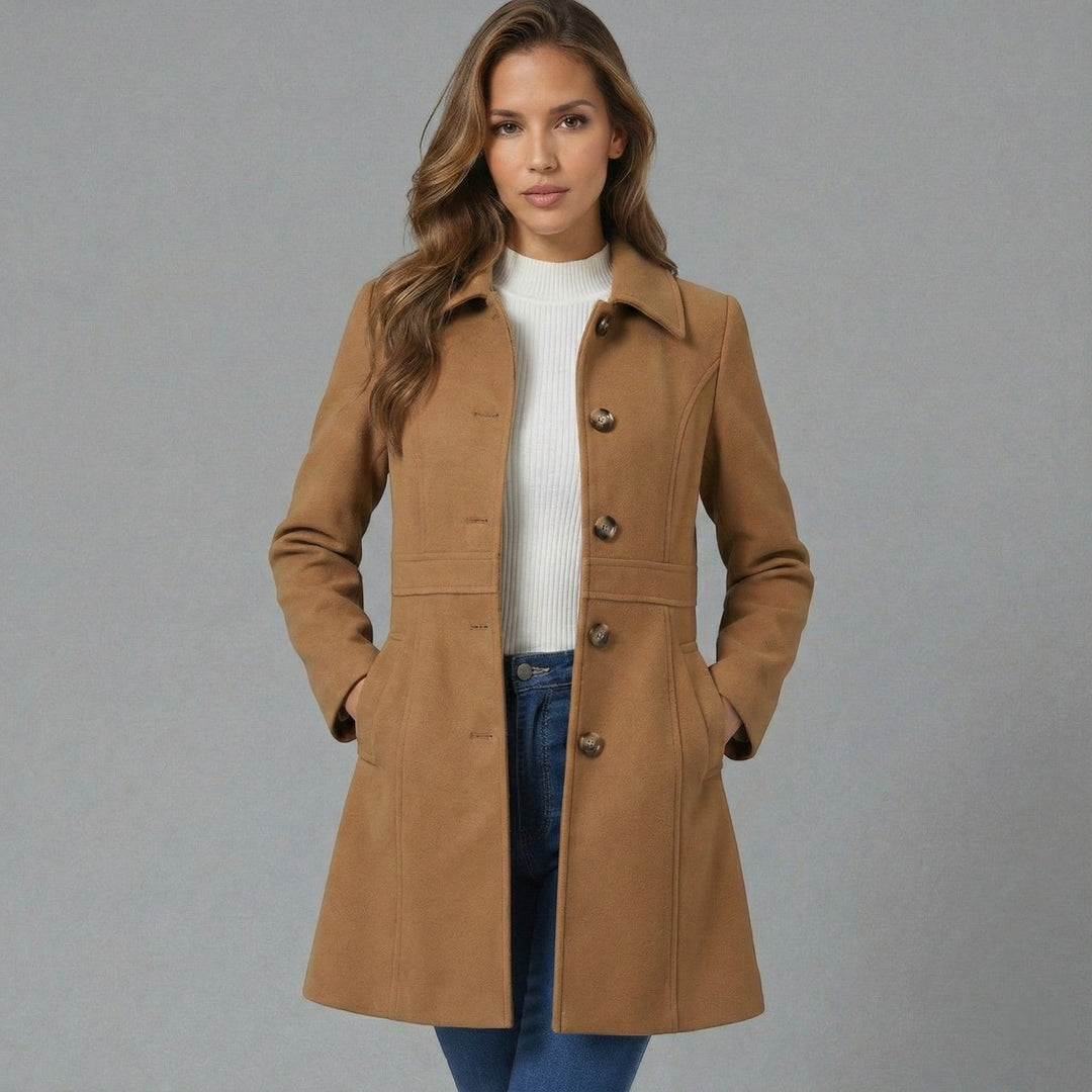 Emmara | Elegant A-Line Coat Button Closure