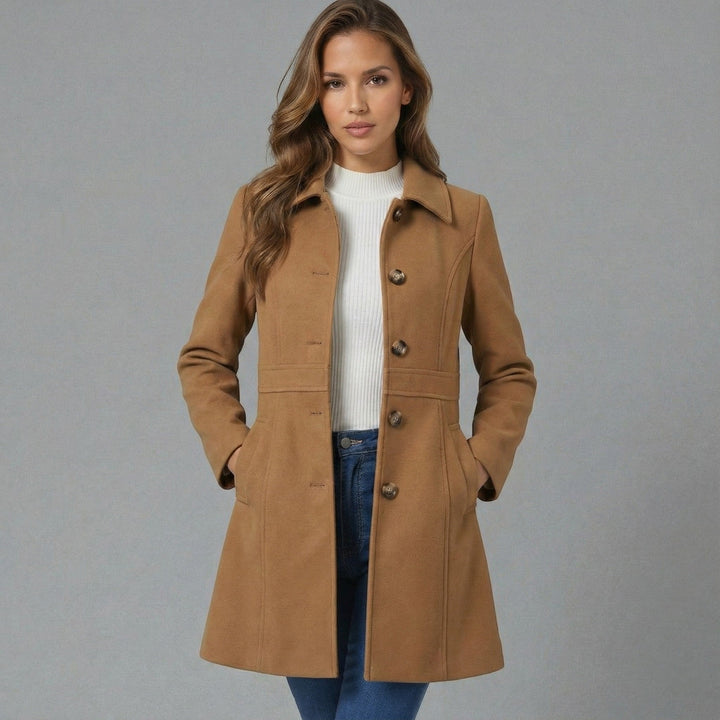 Emmara | Elegant A-Line Coat Button Closure