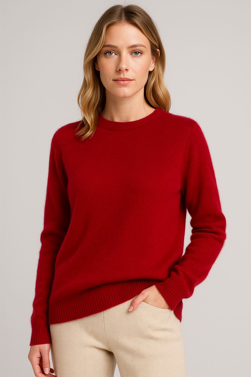 Freya Harper | Classic Crewneck Cashmere Look Sweater For Women