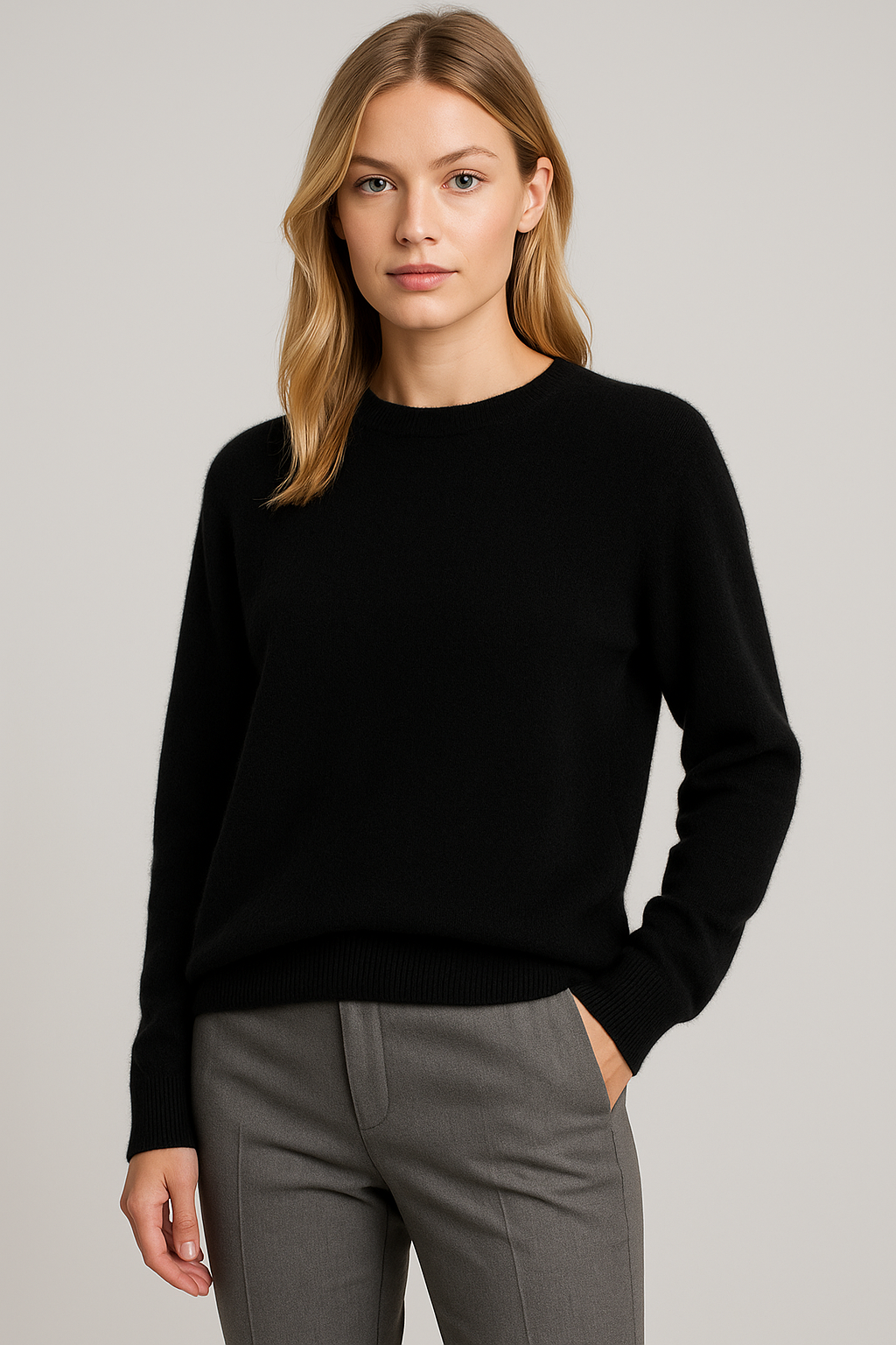 Freya Harper | Classic Crewneck Cashmere Look Sweater For Women