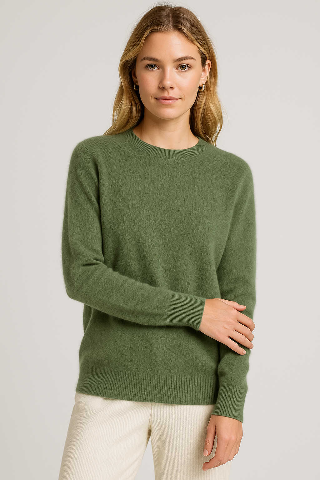 Freya Harper | Classic Crewneck Cashmere Look Sweater For Women
