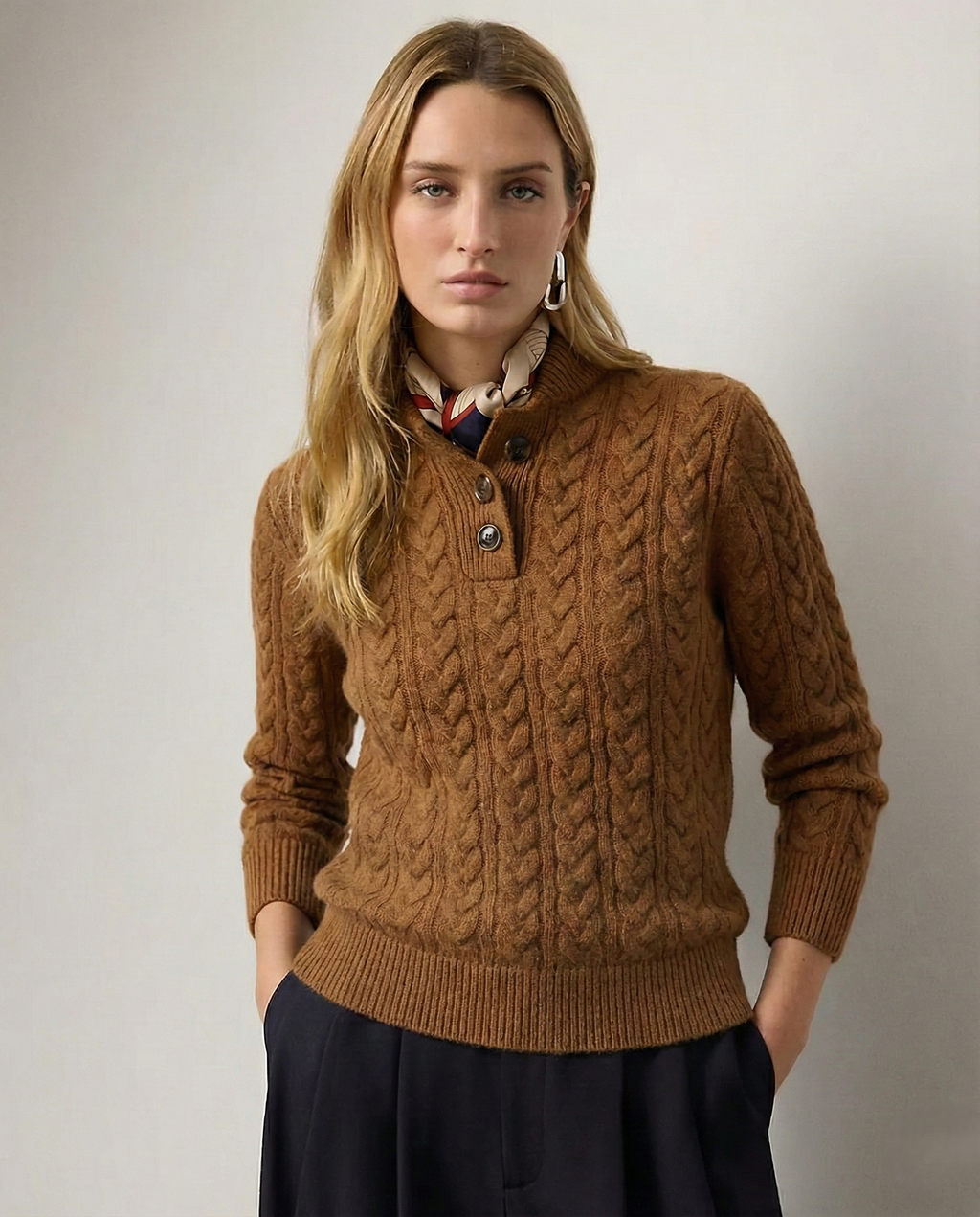 Nora Button Collar Knit Pullover