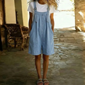 Clara | Vintage korte tuinbroek van zachte katoen met gewassen denimlook, lichtblauw