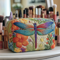 Elise | Trousse de toilette matelassée à libellule dorée