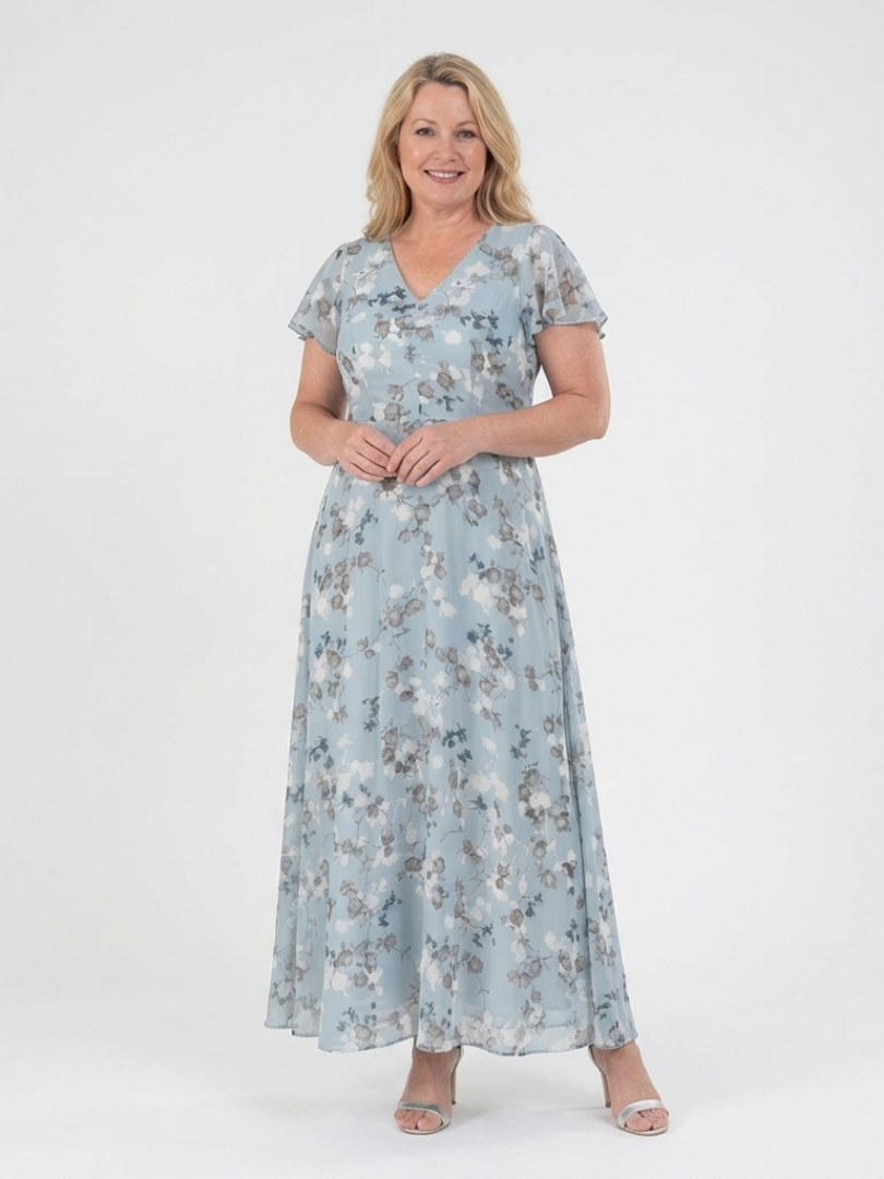 Ismeria | Vestido largo de gasa floral