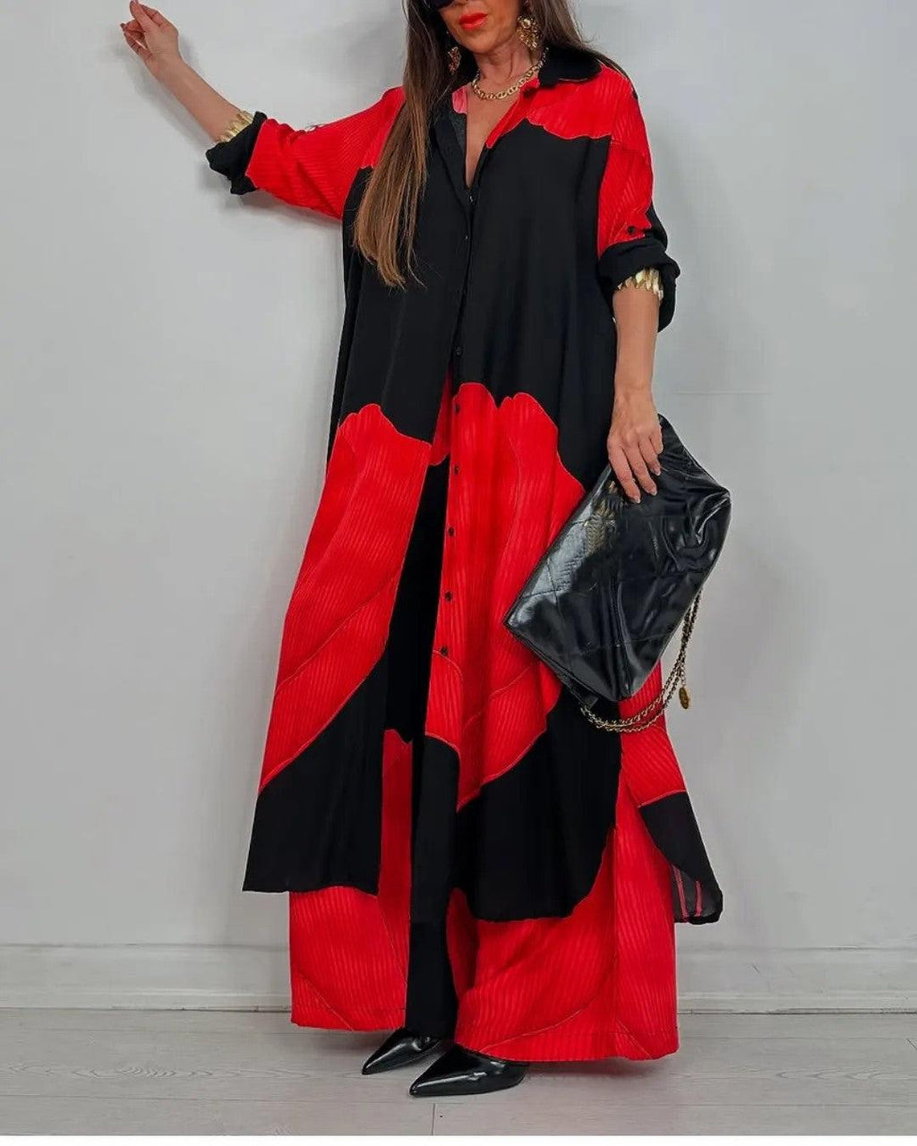 Completo patchwork con scollo a V Lila