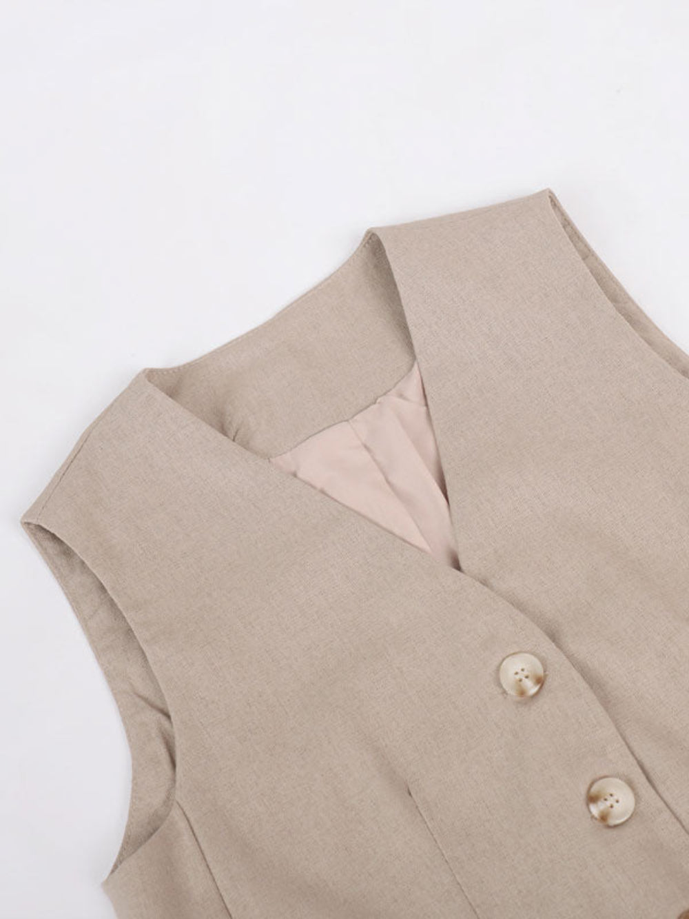 Conjunto de Pantalones Amplios Plisados con Escote en V Lila