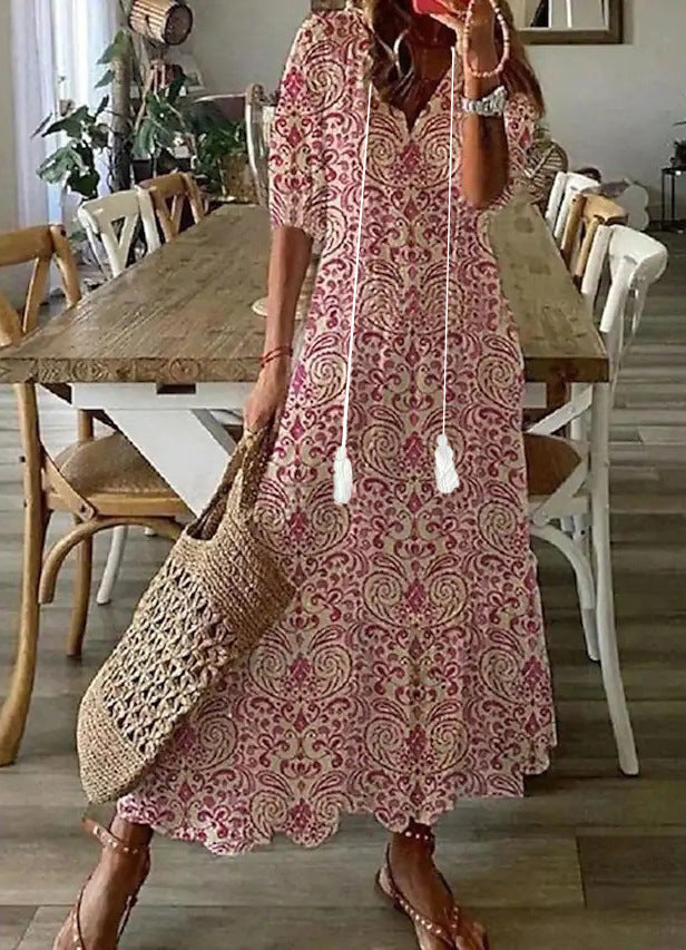 Amalia | Vestido longo boho vintage de verão