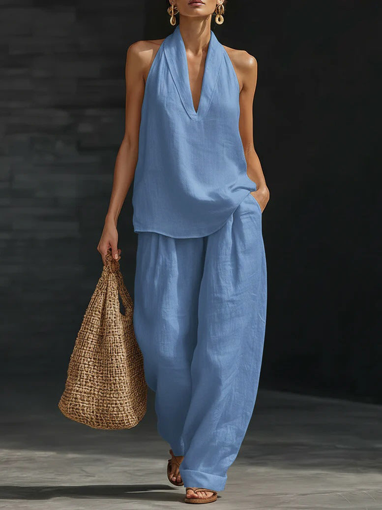 Zoë Sleeveless Set with Wide Pants