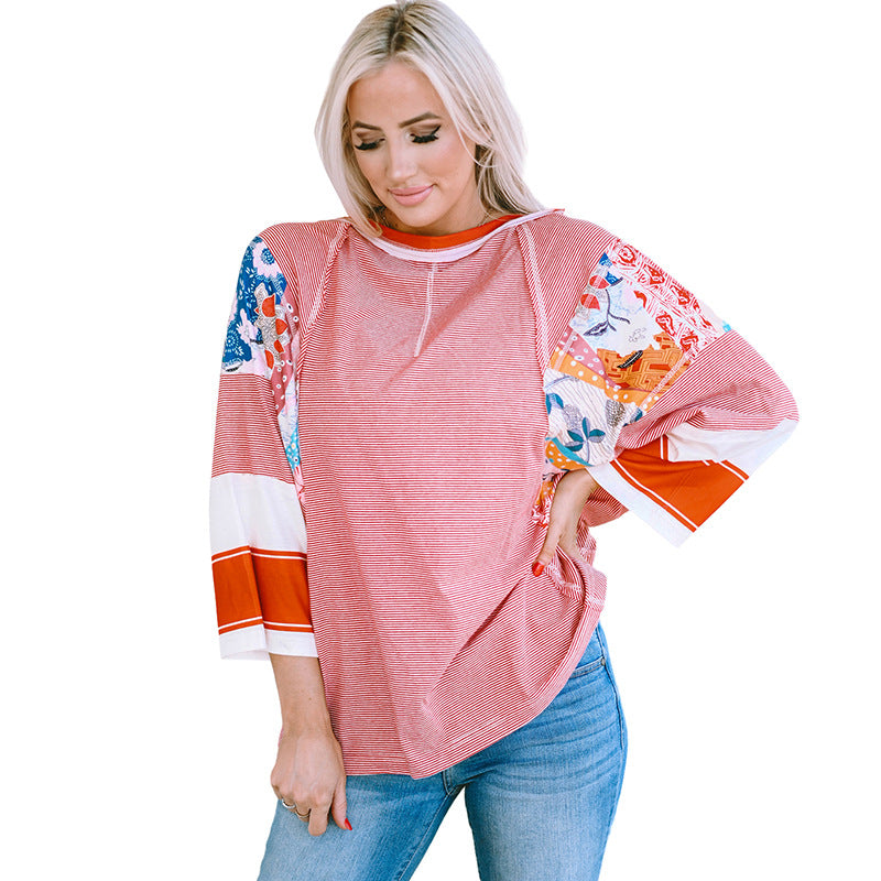 BAILEY – Blusa leve estilo patchwork com mangas morcego