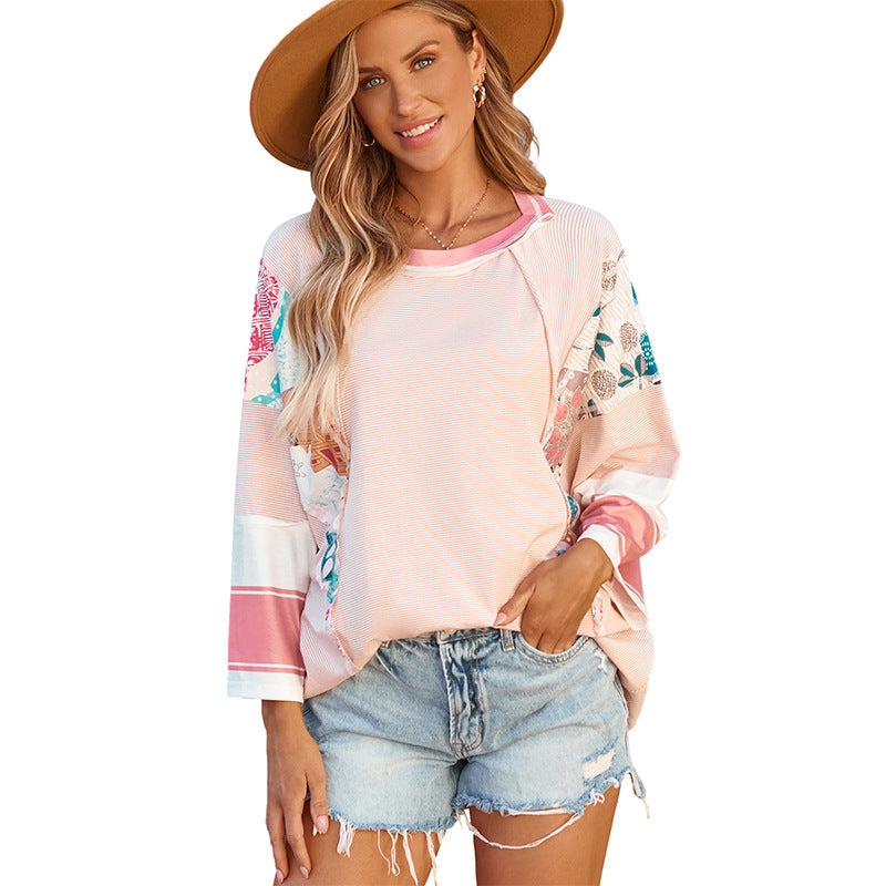 BAILEY – Blusa leve estilo patchwork com mangas morcego