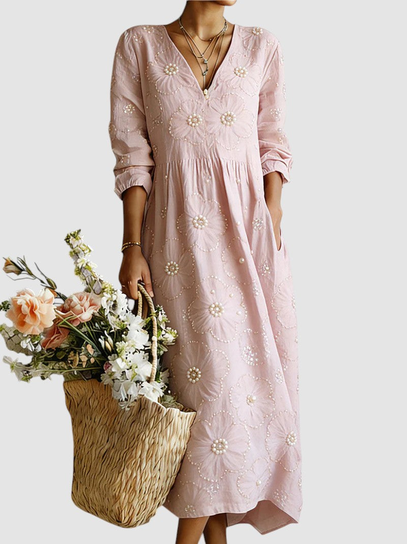 long sleeve cotton midi dress LENA
