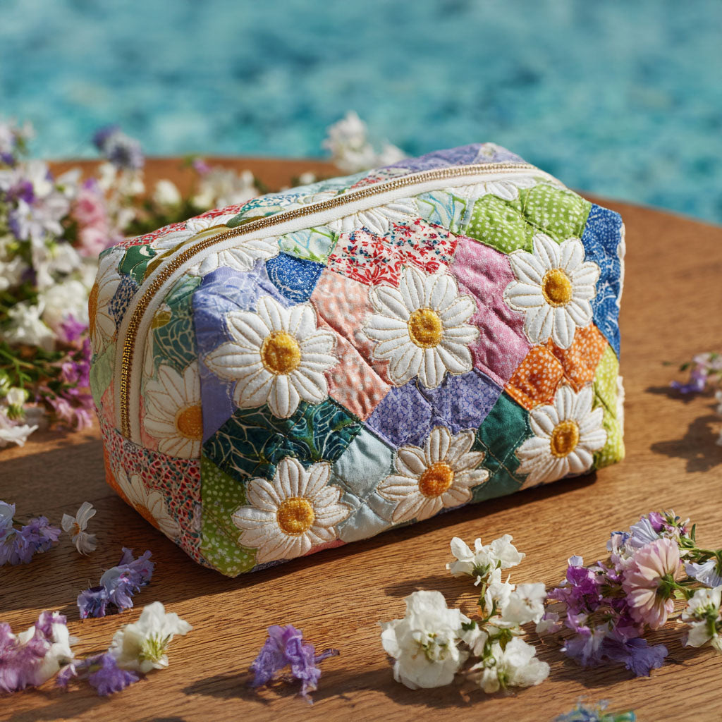 Kitty | Trousse de toilette matelassée au chemin de pétales