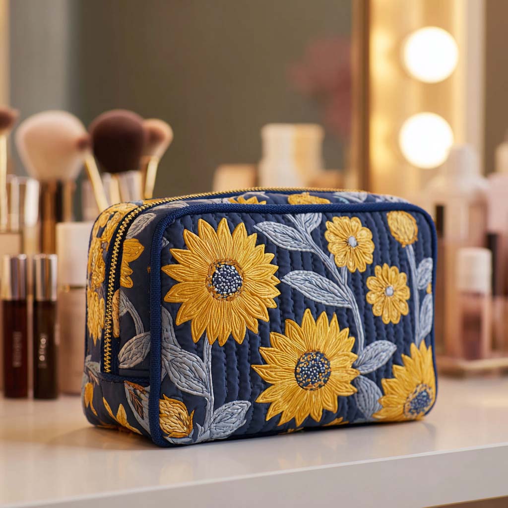 Yara | Trousse de toilette matelassée fleur lumineuse