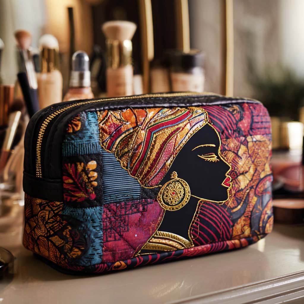 Delia | Trousse de maquillage matelassée à motif éclatant
