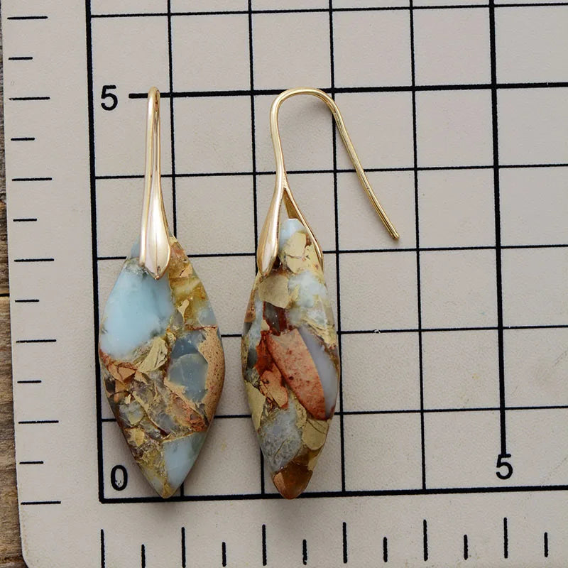 Natural Stone Earthy Jasper Teardrop Earrings