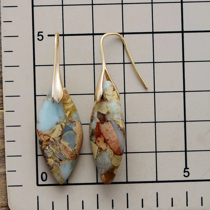 Natural Stone Earthy Jasper Teardrop Earrings