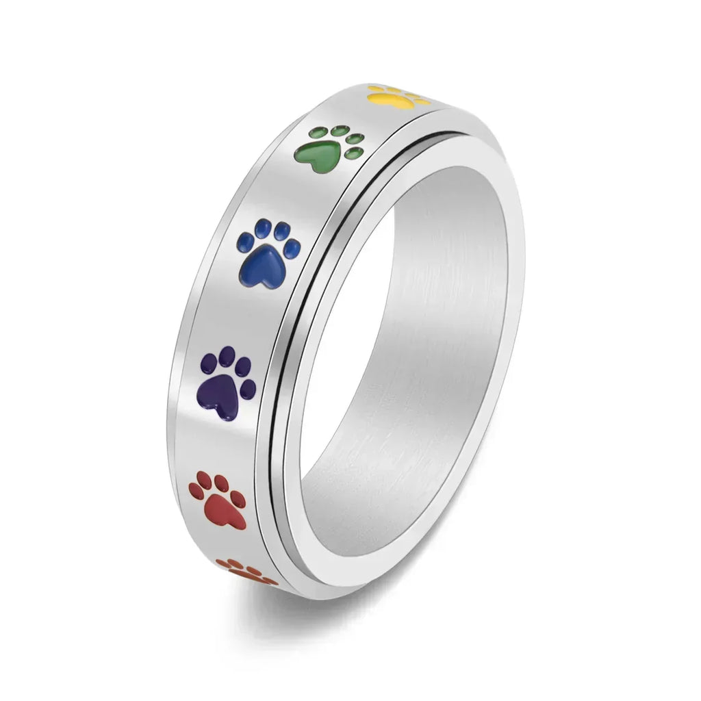 Thea - Rotatable anti-stress ring with rainbow paws