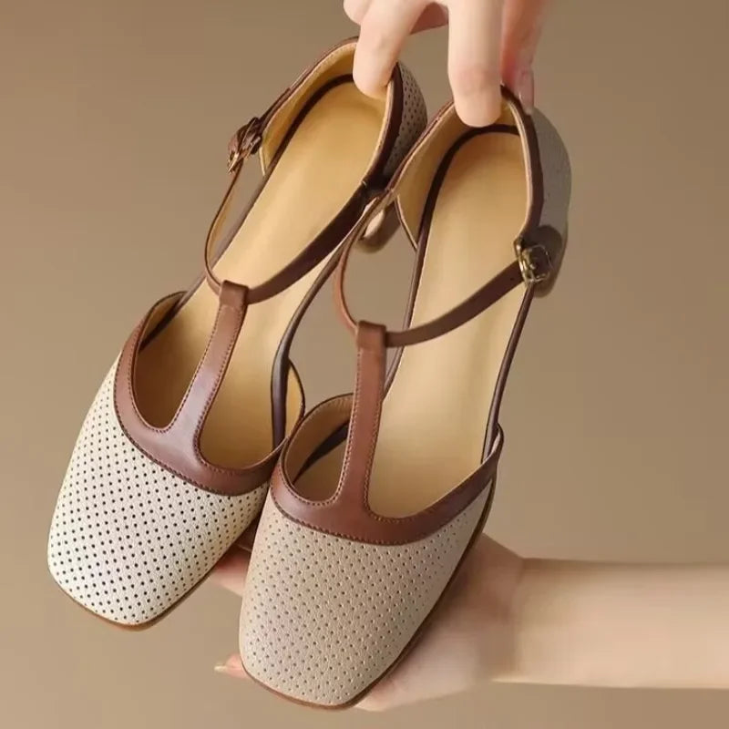 Scarpe Isava con tacco medio in vera pelle